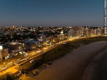 Nighttime aerial photo of Malvín Beach - Department of Montevideo - URUGUAY. Photo #78966
