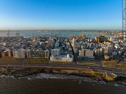 Aerial view of the Old City at sunset - Department of Montevideo - URUGUAY. Photo #79008