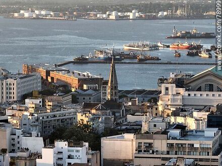 Aerial view of the Old City at sunset - Department of Montevideo - URUGUAY. Photo #78999