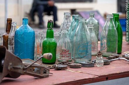 Old glass bottles - Department of Montevideo - URUGUAY. Photo #79918