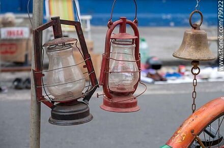 Kerosene lanterns and a bell - Department of Montevideo - URUGUAY. Photo #79922