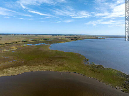 Aerial view of the Castillos lagoon and the public ombú groves - Department of Rocha - URUGUAY. Photo #79976