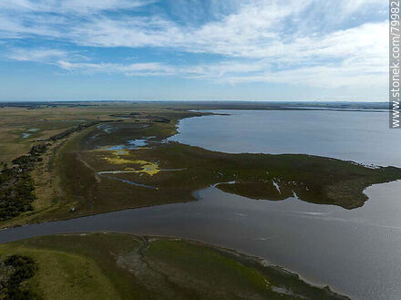 Aerial view of the source of the Valizas stream in the Castillos lagoon - Department of Rocha - URUGUAY. Photo #79982