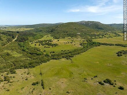 Aerial view of valleys and sierras near route 81 - Lavalleja - URUGUAY. Photo #80155