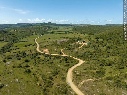 Aerial view of Route 81 among the sierras - Lavalleja - URUGUAY. Photo #80156