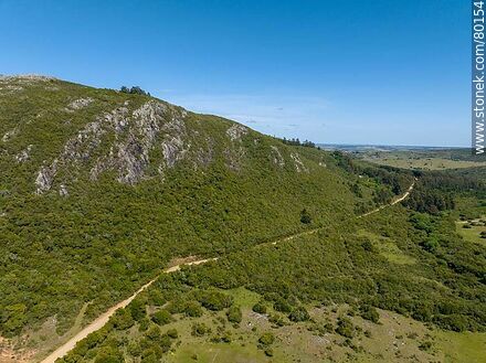 Aerial view of the rugged Cuchilla Grande mountain range on route 81 - Lavalleja - URUGUAY. Photo #80154