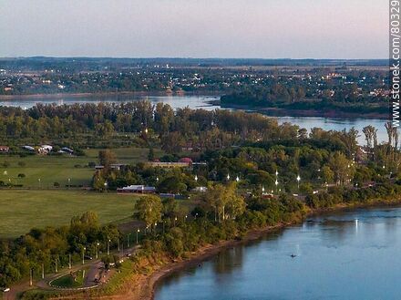 Aerial view of the north of the city of Salto on the Uruguay River. - Department of Salto - URUGUAY. Photo #80329
