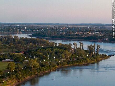 Aerial view of the north of the city of Salto on the Uruguay River - Department of Salto - URUGUAY. Photo #80328