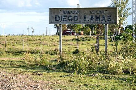 Diego Lamas Train Station Sign - Artigas - URUGUAY. Photo #80430