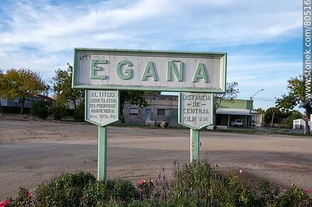 Sign at the former Egaña train station - Soriano - URUGUAY. Photo #80516