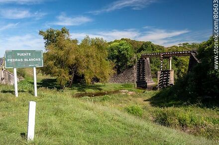 Puente ferroviario sobre un afluente del río Queguay Grande - Departamento de Paysandú - URUGUAY. Foto No. 80603