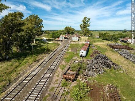 Aerial view of Queguay Train Station - Department of Paysandú - URUGUAY. Photo #80580