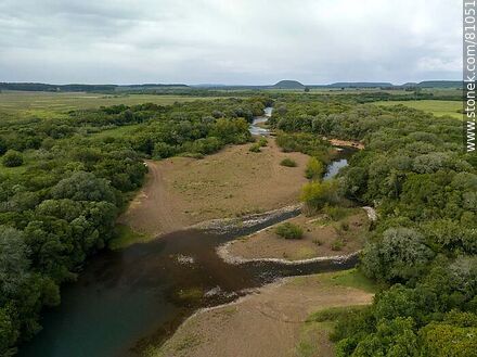 Aerial view of the El Lunarejo Valley and river - Department of Rivera - URUGUAY. Photo #81051