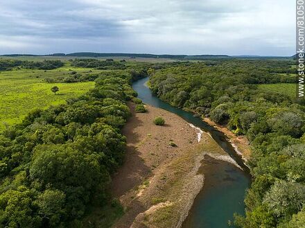 Aerial view of the El Lunarejo Valley and river - Department of Rivera - URUGUAY. Photo #81050