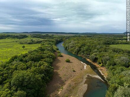 Aerial view of the El Lunarejo Valley and river - Department of Rivera - URUGUAY. Photo #81049