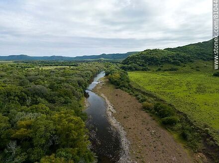 Aerial view of the El Lunarejo Valley and river - Department of Rivera - URUGUAY. Photo #81044