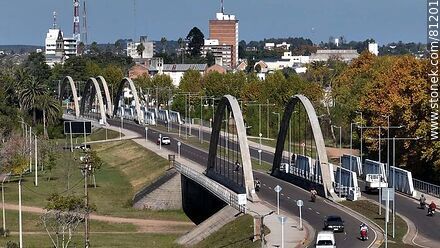 Aerial view of the bridges over the Tacuarembó Chico stream on route 26 - Tacuarembo - URUGUAY. Photo #81201