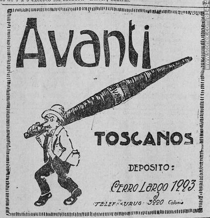 Antique Tuscan Avanti notice, 1924 - Department of Montevideo - URUGUAY. Photo #81454
