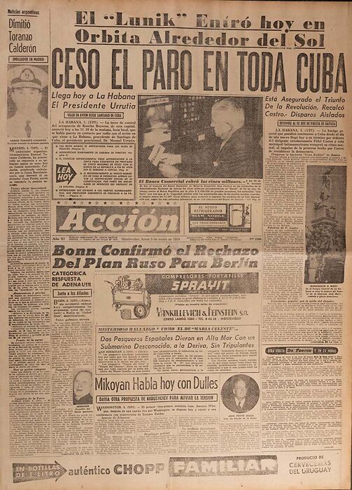 Recorte del diario Acción de 1959. 