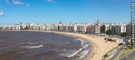 Aerial view of Pocitos Bay and its beach - Department of Montevideo - URUGUAY. Photo #81912