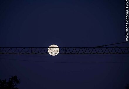 Full moon behind the crane boom -  - MORE IMAGES. Photo #81952