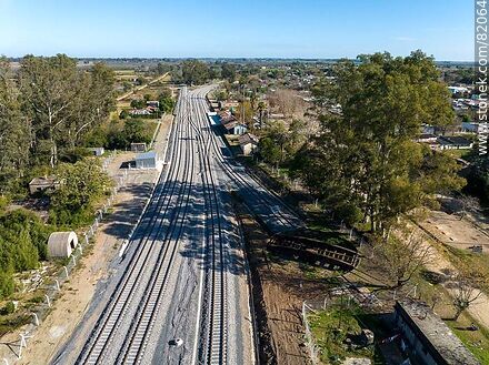 Aerial view of the new railway network at the 25 de Agosto train station. 2023 - Department of Florida - URUGUAY. Photo #82064