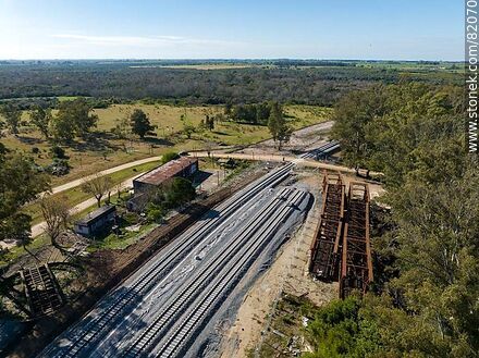 Aerial view of the new railway network at the 25 de Agosto train station. 2023 - Department of Florida - URUGUAY. Photo #82070