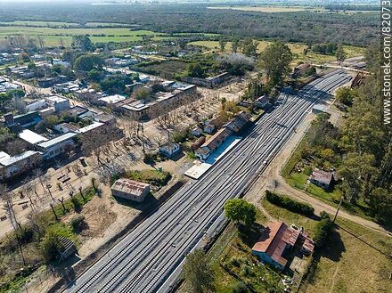Aerial view of the new railway network at the 25 de Agosto train station. 2023 - Department of Florida - URUGUAY. Photo #82073