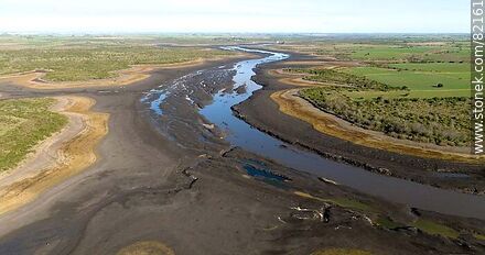 Aerial view of the reduced flow of the Santa Lucia River due to drought in 2023 - Department of Florida - URUGUAY. Photo #82161