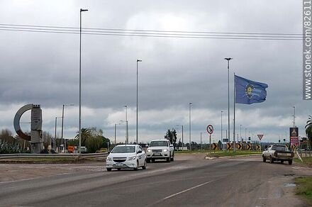 Departmental flag at the entrance to the city of Durazno - Durazno - URUGUAY. Photo #82611