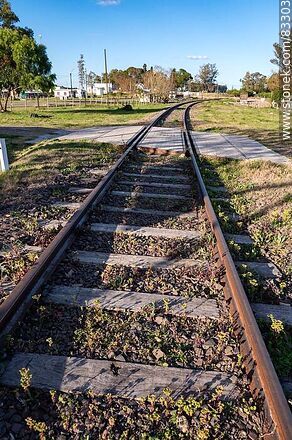 Estación de trenes de Piedras Coloradas. Vías hacia Algorta - Departamento de Paysandú - URUGUAY. Foto No. 83303