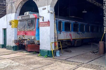 Paysandú train station. Motocar under maintenance - Department of Paysandú - URUGUAY. Photo #84119