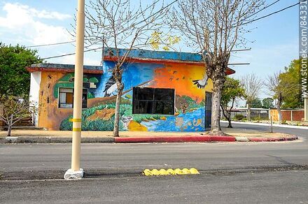 Colorful mural of a house - Rio Negro - URUGUAY. Photo #84331