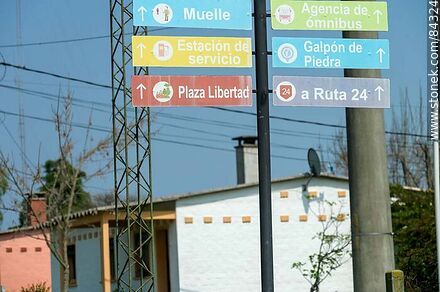 Colorful signs with points of interest - Rio Negro - URUGUAY. Photo #84324