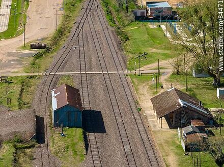 Vista aérea de la estación de ferrocarril de Tranqueras - Departamento de Rivera - URUGUAY. Foto No. 84471