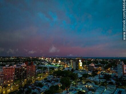 Aerial view of buildings on Av. José Batlle y Ordóñez against the stormy evening sky - Department of Montevideo - URUGUAY. Photo #84664