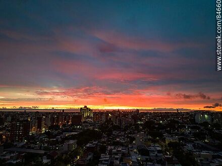 Aerial view of Montevideo at sunset when the storm goes away. Hospital de Clínicas - Department of Montevideo - URUGUAY. Photo #84660
