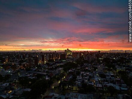 Aerial view of Montevideo at dusk when the storm goes away. Hospital de Clínicas - Department of Montevideo - URUGUAY. Photo #84659
