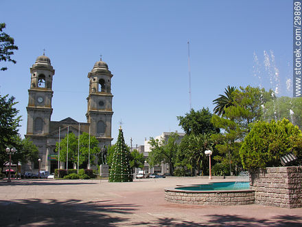 Constitución square of Trinidad and the parish church of Holy Trinty - Flores - URUGUAY. Photo #29869