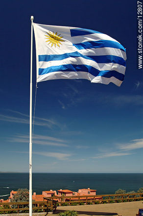 Bandera uruguaya frente al mar -  - IMÁGENES VARIAS. Foto No. 12807