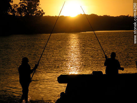 Pescadores en el arroyo Maldonado - Punta del Este y balnearios cercanos - URUGUAY. Foto No. 4250