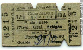 Train ticket in 1980 - Department of Montevideo - URUGUAY. Foto No. 4382