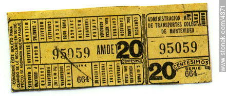 Reproducción de un antiguo boleto de 20 centésimos de AMDET - Departamento de Montevideo - URUGUAY. Foto No. 4371